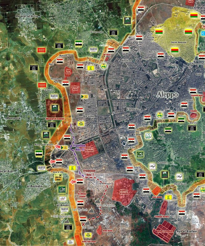 Situation map of SW Aleppo, as of November 12, 2016 [map by Peto Lucem]